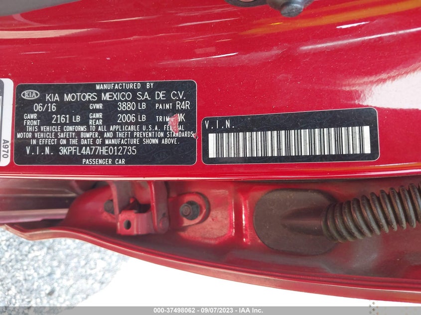 VIN 3KPFL4A77HE012735 2017 KIA FORTE LX/S