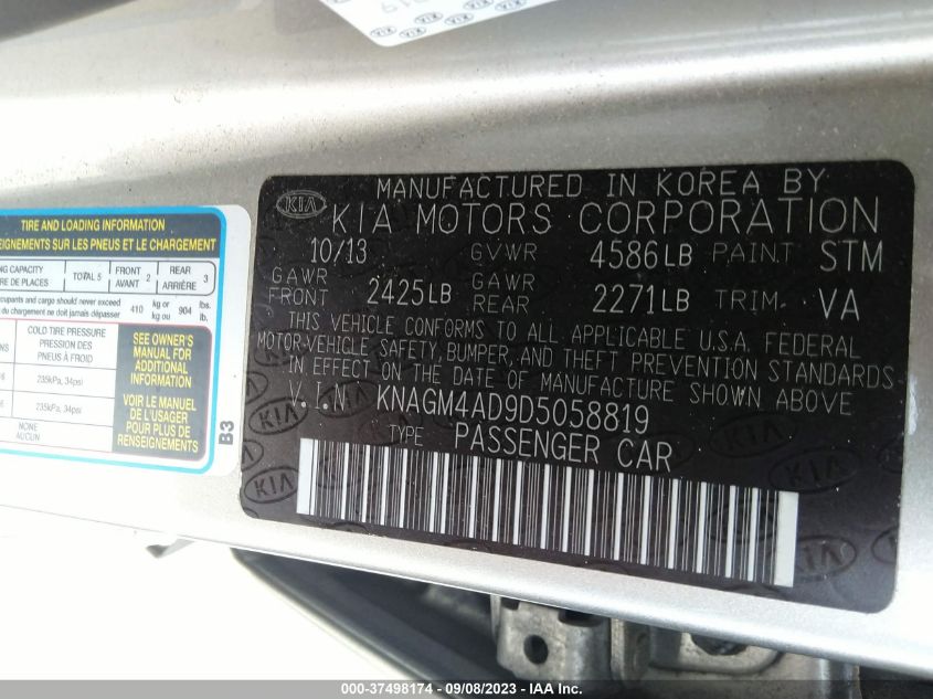 2013 KIA OPTIMA SE/LE/XLE - 4T1BF1FK2CU041843