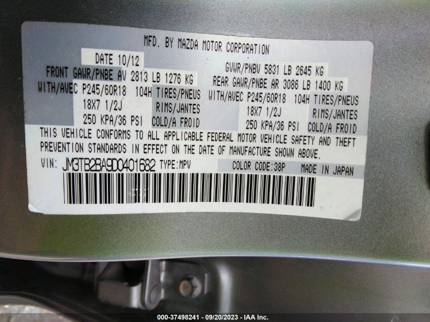 2013 MAZDA CX-9 SPORT - JM3TB2BA9D0401682