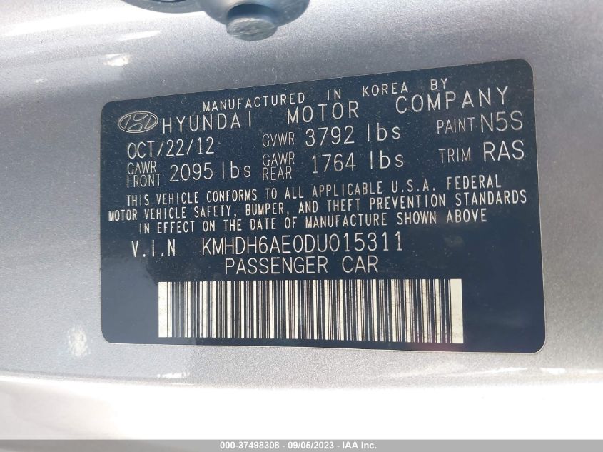 2013 HYUNDAI ELANTRA COUPE GS KMHDH6AE0DU015311