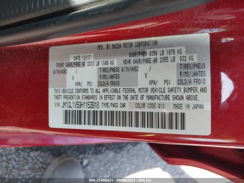 2017 MAZDA MAZDA6 TOURING - JM1GL1V59H1153918