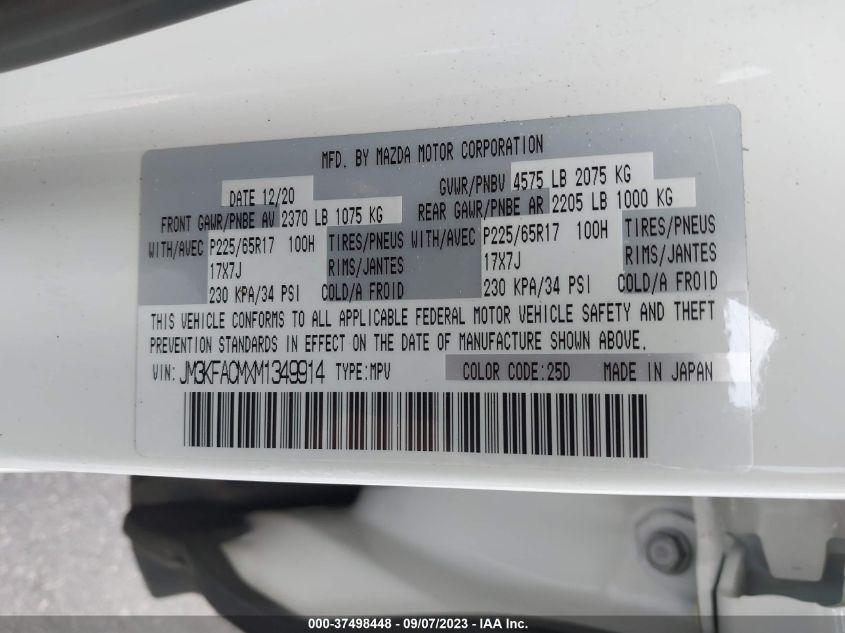 2021 MAZDA CX-5 TOURING - JM3KFACMXM1349914