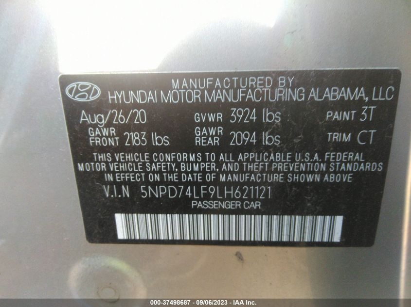 5NPD74LF9LH621121 Hyundai Elantra SE 9