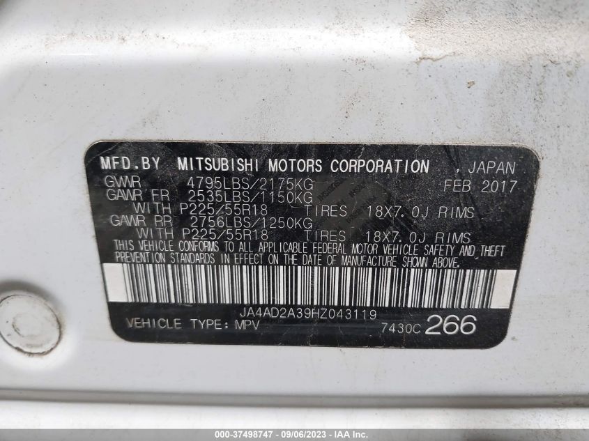 2017 MITSUBISHI OUTLANDER ES - JA4AD2A39HZ043119