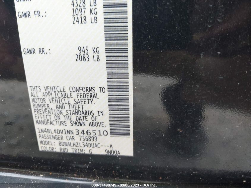 2022 NISSAN ALTIMA 2.5 SV - 1N4BL4DV1NN346510