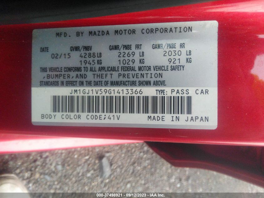 2016 MAZDA MAZDA6 I TOURING - JM1GJ1V59G1413366
