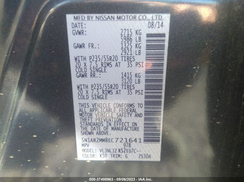 2014 NISSAN PATHFINDER PLATINUM - 5N1AR2MM8EC721641