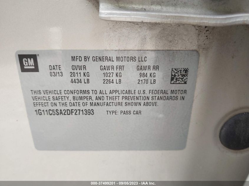 2013 CHEVROLET MALIBU LT - 1G11C5SA2DF271393