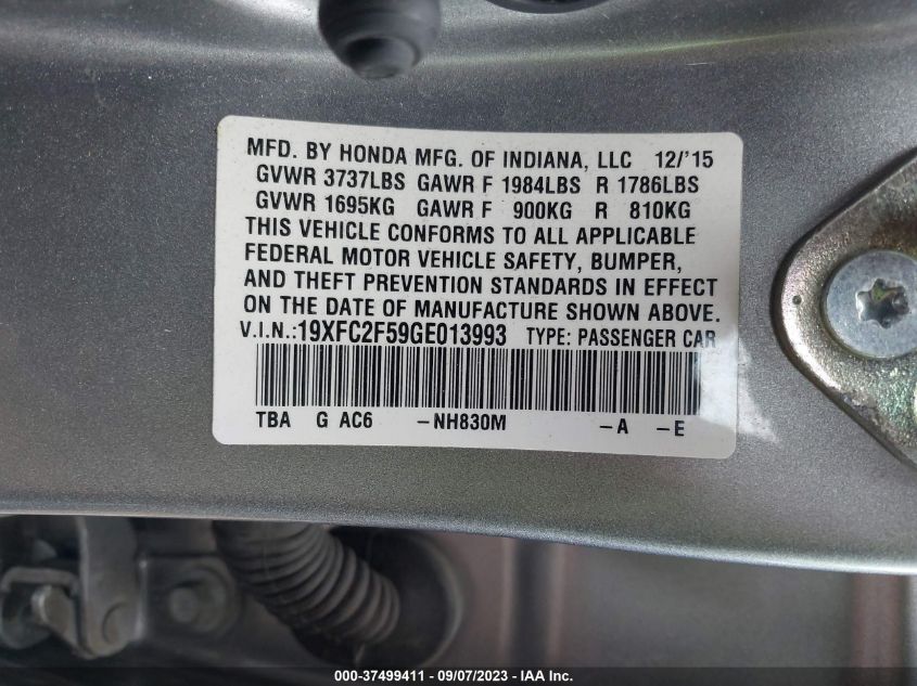 2016 HONDA CIVIC SEDAN LX - 19XFC2F59GE013993