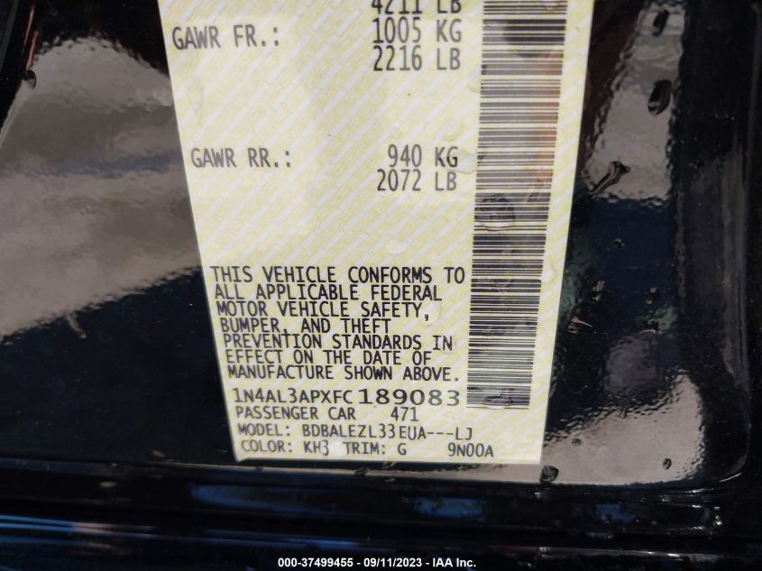 2015 NISSAN ALTIMA 2.5 S - 1N4AL3APXFC189083