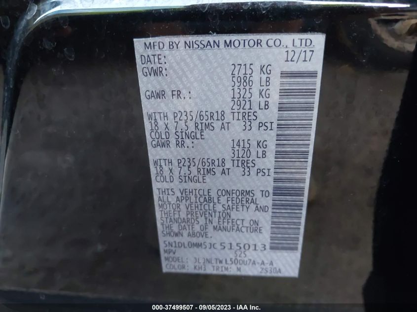 2018 INFINITI QX60 - 5N1DL0MM5JC515013