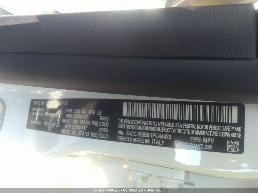 2017 JEEP RENEGADE LATITUDE - ZACCJBBB0HPG44480