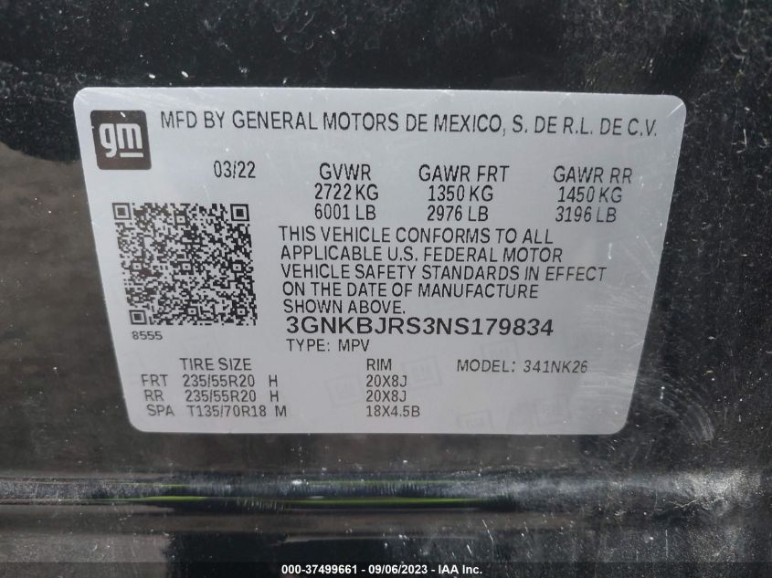 2022 CHEVROLET BLAZER LT - 3GNKBJRS3NS179834