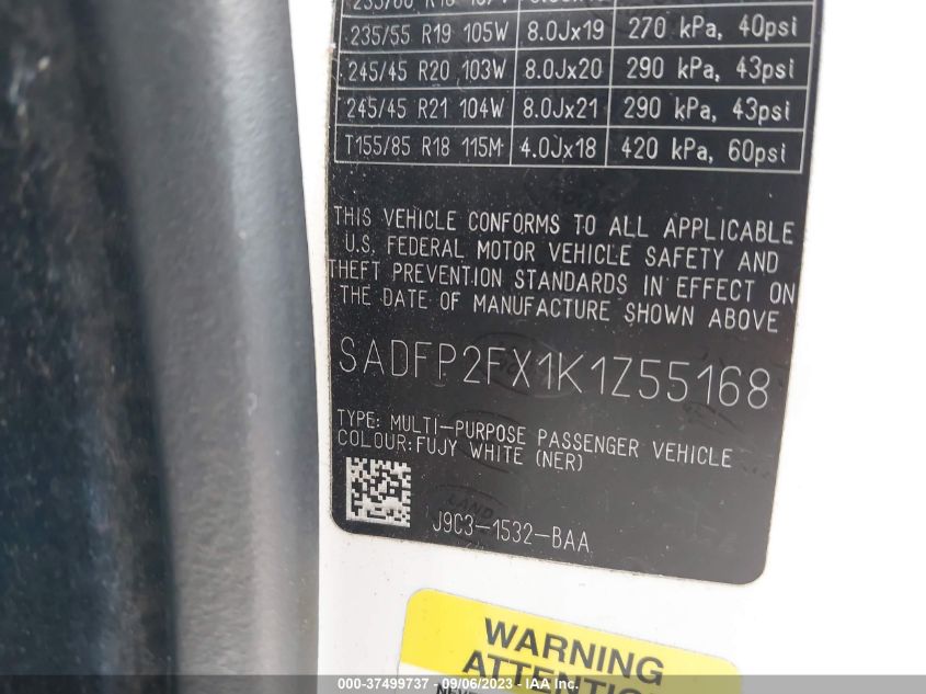 2019 JAGUAR E-PACE SE SADFP2FX1K1Z55168