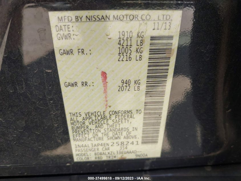 2014 NISSAN ALTIMA 2.5 SL - 1N4AL3AP4EN258241
