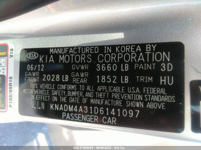 2013 KIA RIO LX - KNADM4A31D6141097