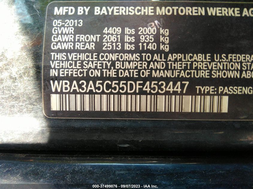 2013 BMW 3 SERIES 328I - WBA3A5C55DF453447