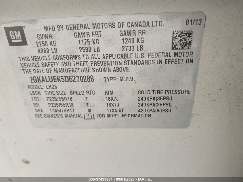 2013 GMC TERRAIN SLT - 2GKALUEK5D6270288