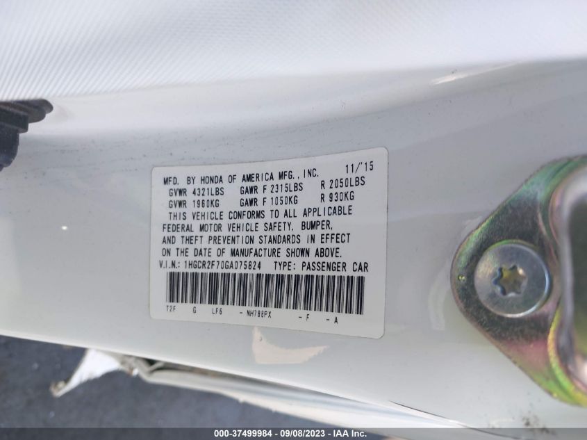2016 HONDA ACCORD SEDAN EX - 1HGCR2F70GA075824