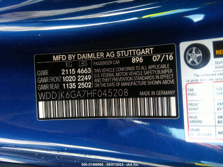 2017 MERCEDES-BENZ SL SL 450 WDDJK6GA7HF045208