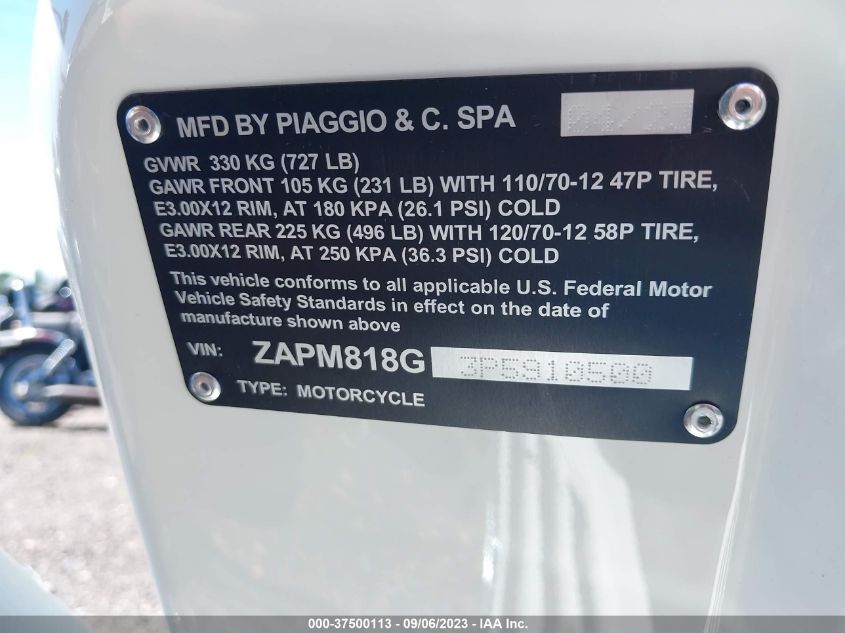 2023 VESPA PRIMAVERA/SPRINT 150 ZAPM818G3P5910500