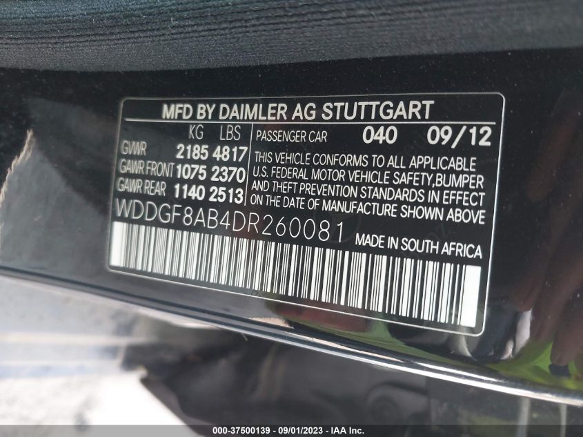 2013 MERCEDES-BENZ C-CLASS C 300 - WDDGF8AB4DR260081