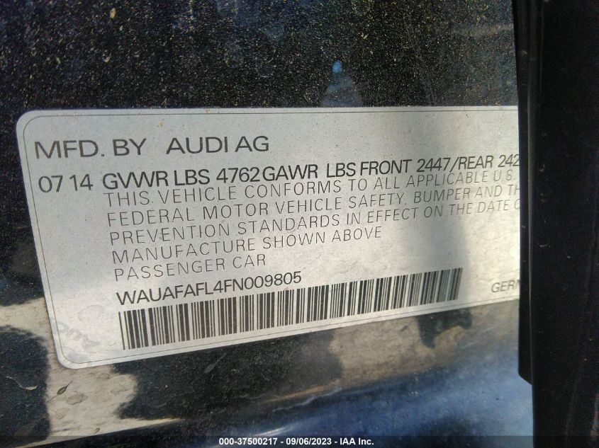 2015 AUDI A4 PREMIUM - WAUAFAFL4FN009805