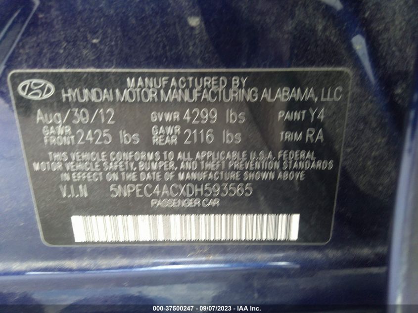 2013 HYUNDAI SONATA SE - 5NPEC4ACXDH593565