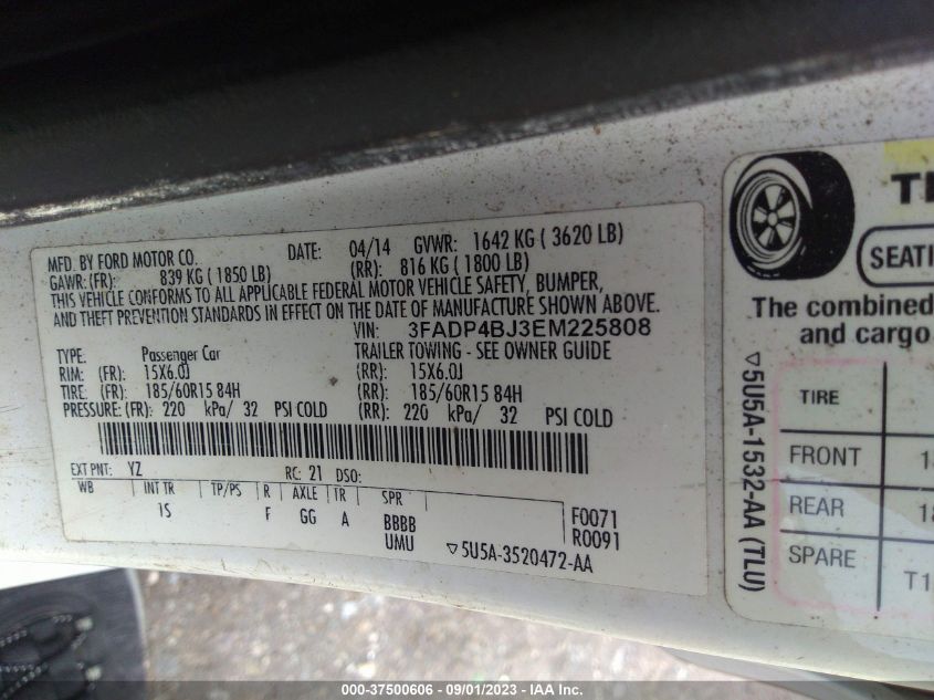 2014 FORD FIESTA SE - 3FADP4BJ3EM225808