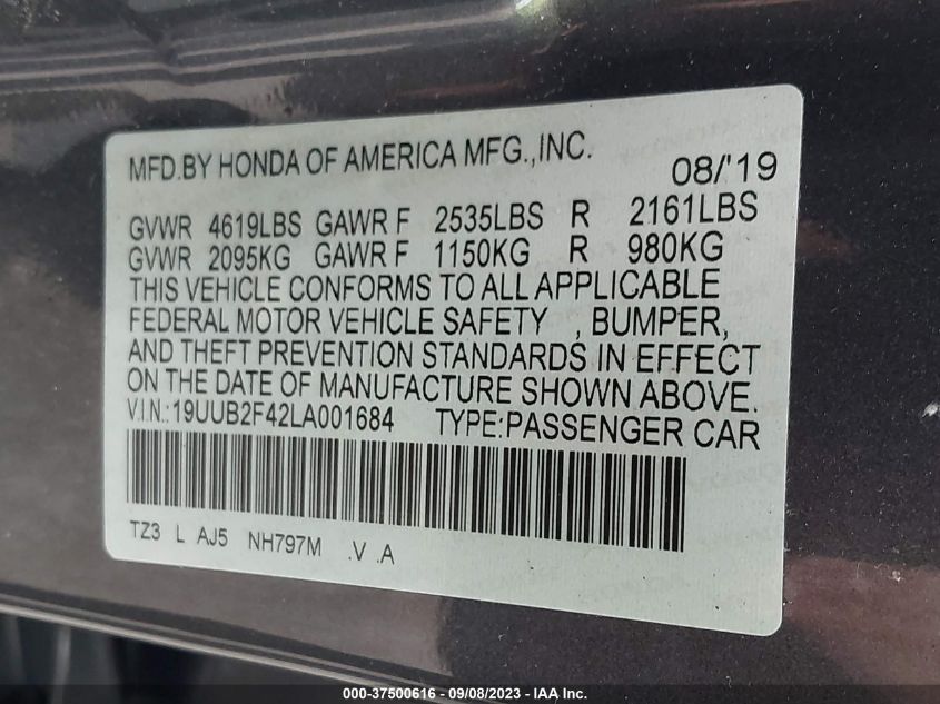 2020 ACURA TLX W/TECHNOLOGY PKG - 19UUB2F42LA001684