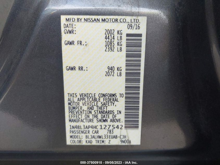 2017 NISSAN ALTIMA 3.5 SR - 1N4BL3AP4HC127542
