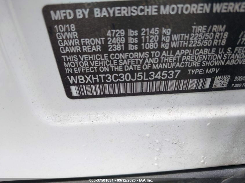 2018 BMW X1 XDRIVE28I - WBXHT3C30J5L34537