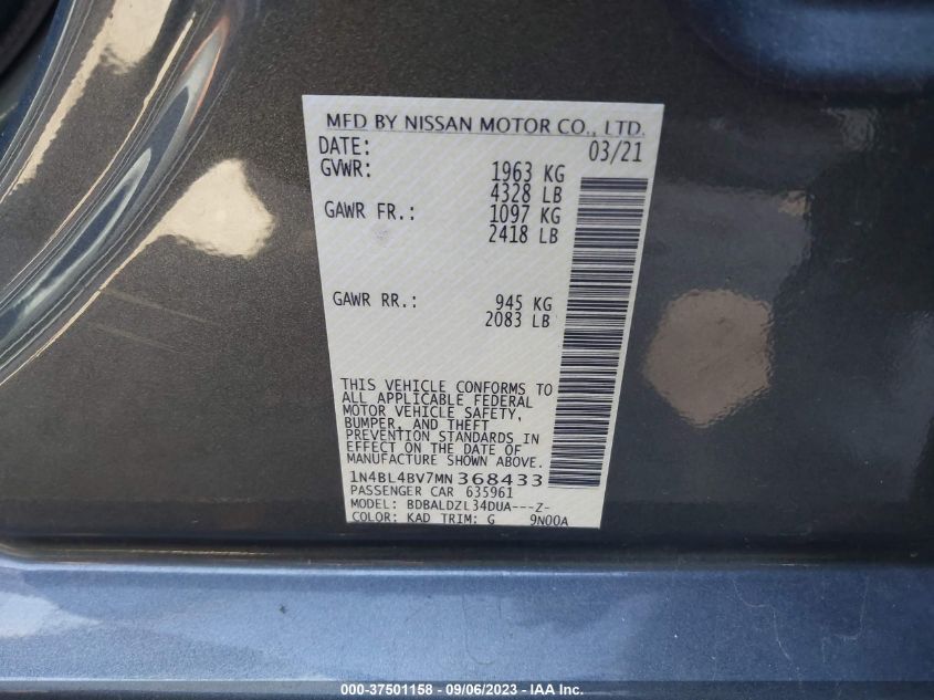 2021 NISSAN ALTIMA 2.5 S - 1N4BL4BV7MN368433