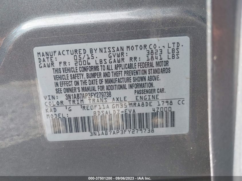 2015 NISSAN SENTRA SV - 3N1AB7AP3FY279738