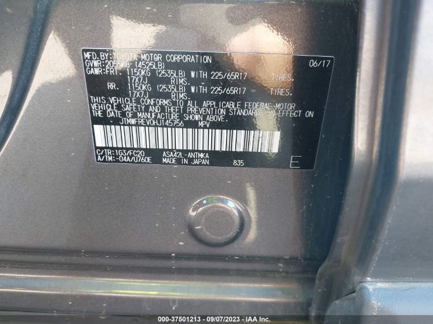 2017 TOYOTA RAV4 XLE - JTMWFREVOHJ145756