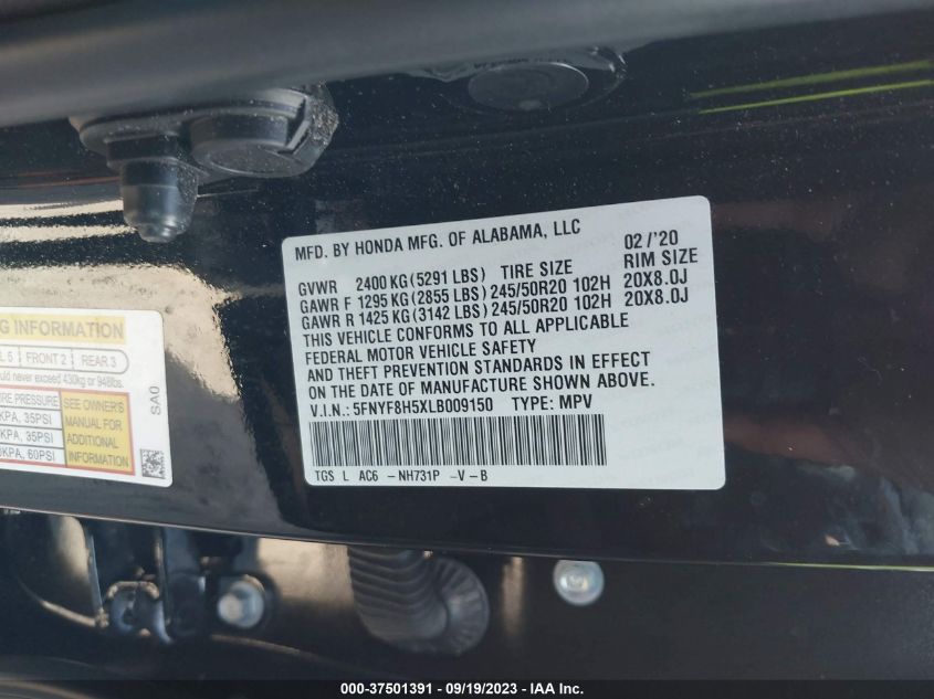 2020 HONDA PASSPORT EX-L - 5FNYF8H5XLB009150