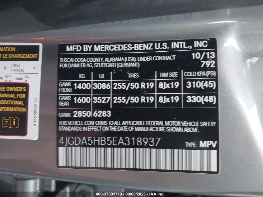 2014 MERCEDES-BENZ ML 350 4JGDA5HB5EA318937