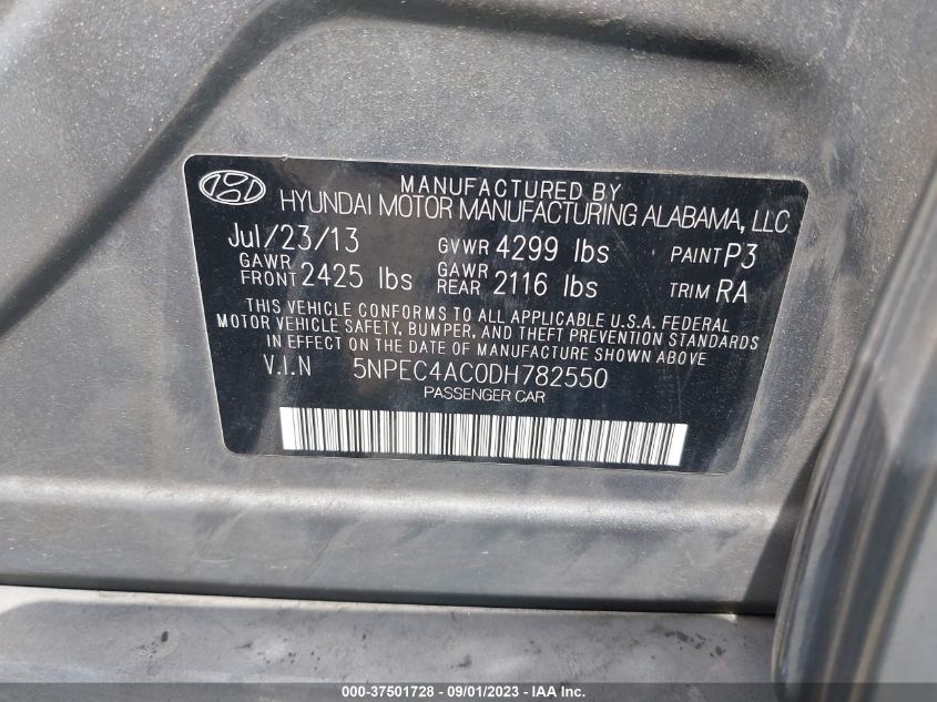 2013 HYUNDAI SONATA SE - 5NPEC4AC0DH782550