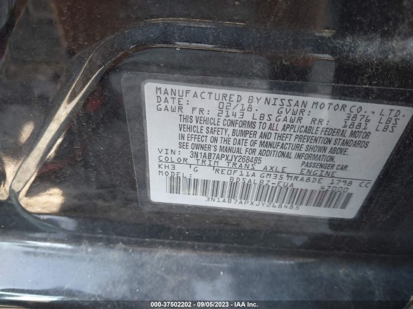 2018 NISSAN SENTRA S - 3N1AB7APXJY268485