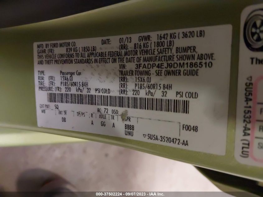 2013 FORD FIESTA SE - 3FADP4EJ9DM186510