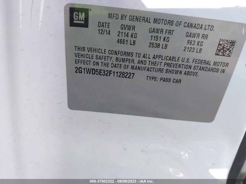 2015 CHEVROLET IMPALA LIMITED POLICE POLICE 2G1WD5E32F1128227