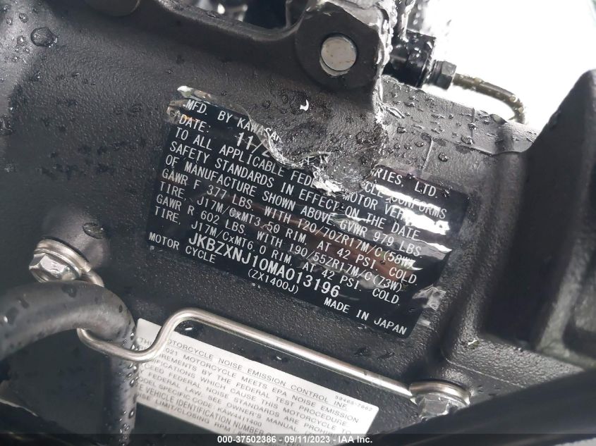 2021 KAWASAKI ZX1400 J - JKBZXNJ10MA013196