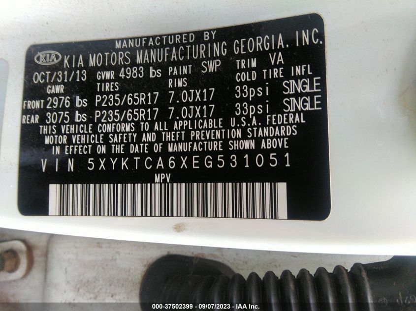 2014 KIA SORENTO LX - 5XYKTCA6XEG531051