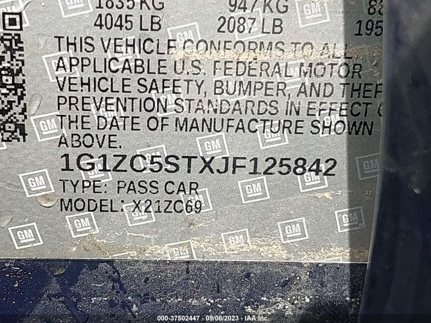 2018 CHEVROLET MALIBU LS - 1G1ZC5STXJF125842