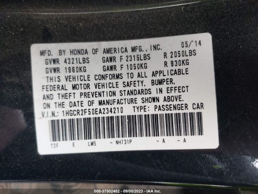 2014 HONDA ACCORD SEDAN SPORT - 1HGCR2F50EA234210