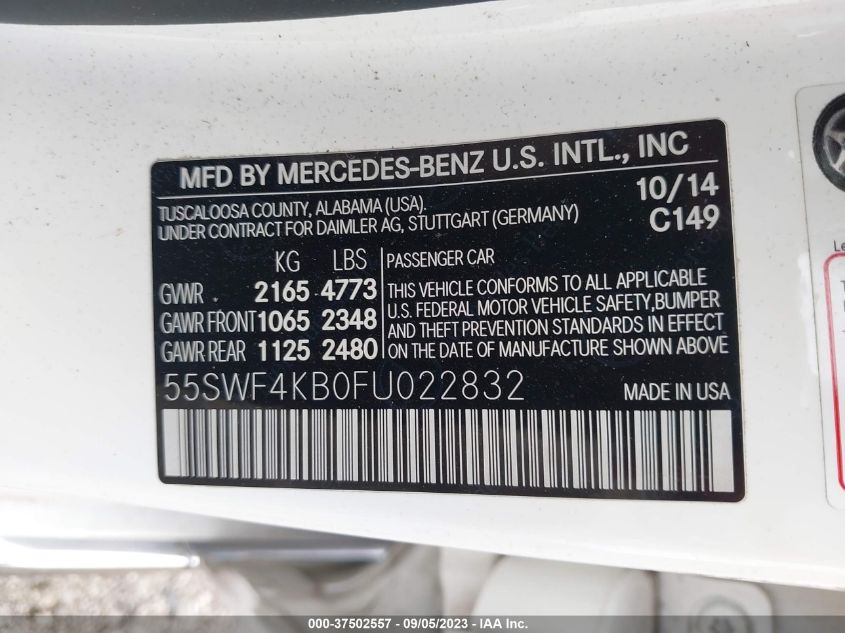 2015 MERCEDES-BENZ C-CLASS C 300 - 55SWF4KB0FU022832