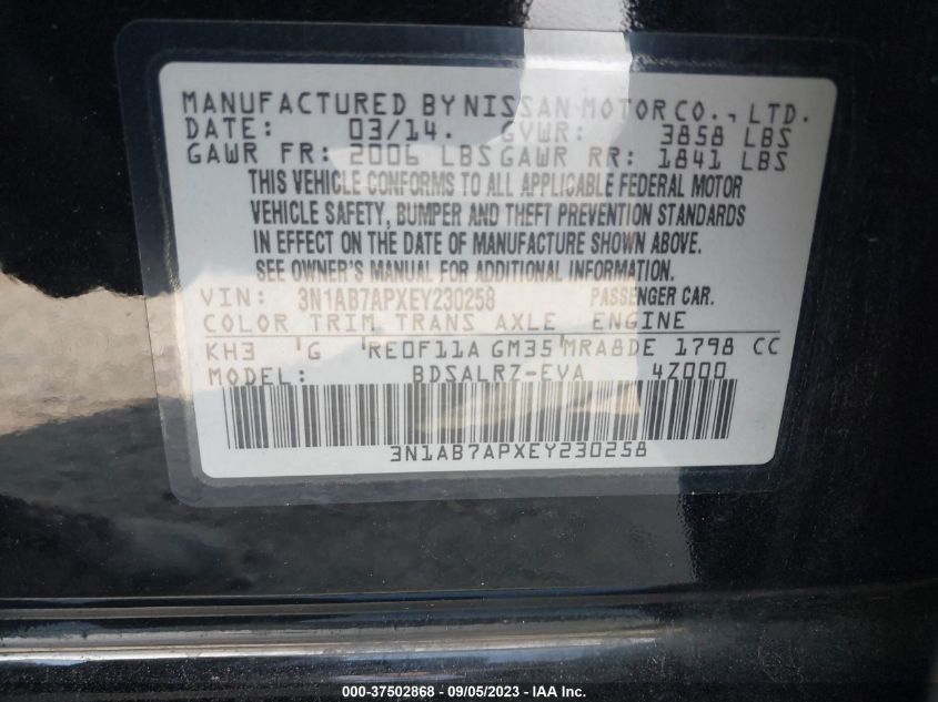 2014 NISSAN SENTRA SR - 3N1AB7APXEY230258