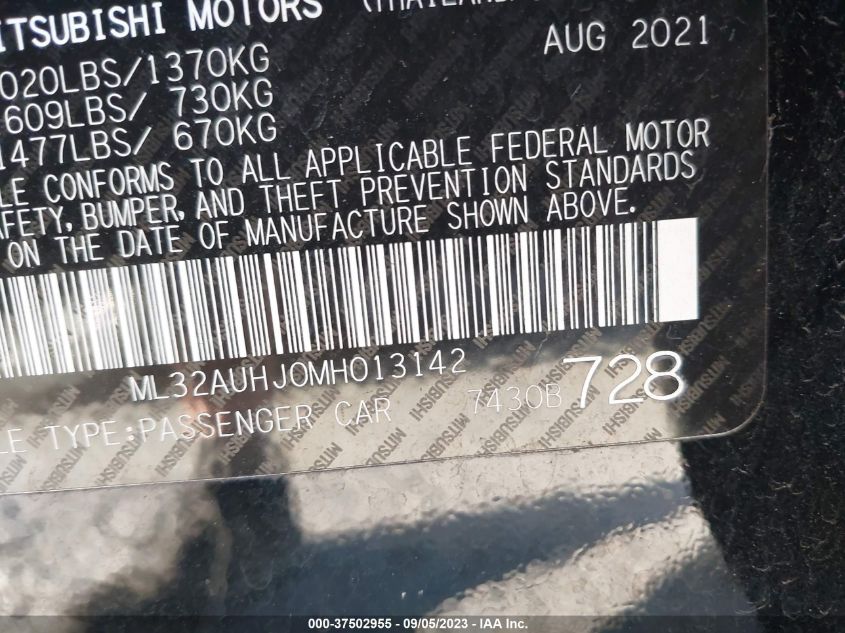 2021 MITSUBISHI MIRAGE ES/LE/CARBONITE EDITION - ML32AUHJ0MH013142