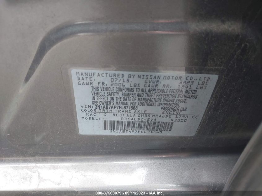 2015 NISSAN SENTRA SV - 3N1AB7AP7FL671568