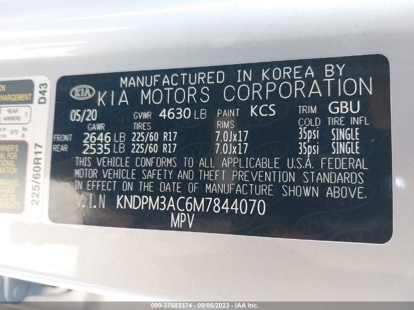 2021 KIA SPORTAGE LX - KNDPM3AC6M7844070